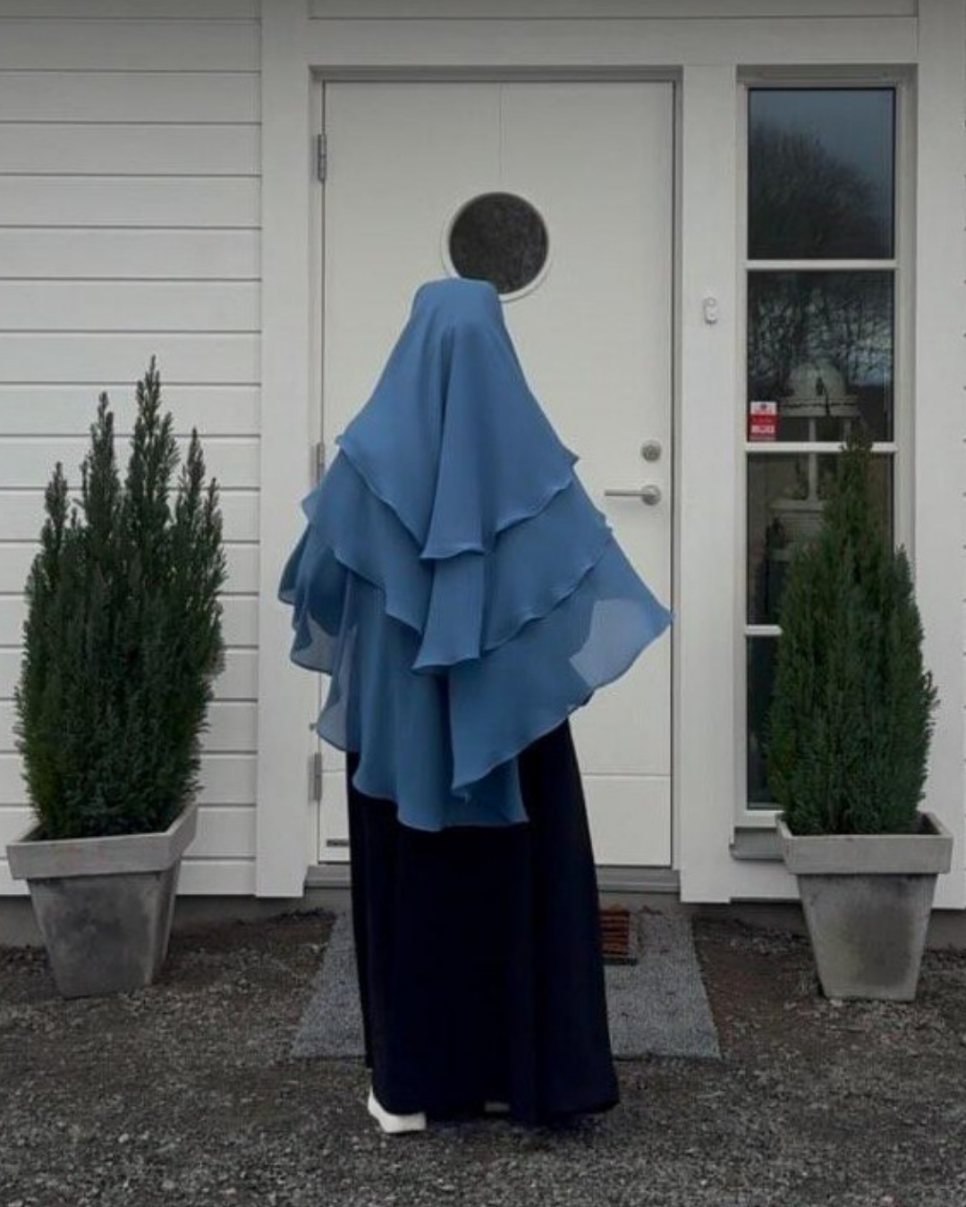 Khimar med 3 lager -Blå-