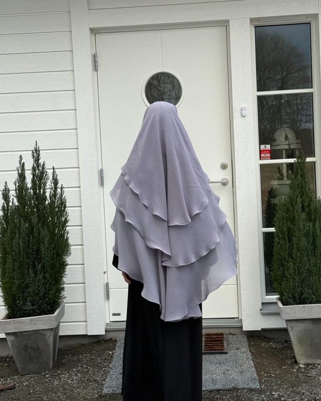 Khimar med 3 lager -Grå-