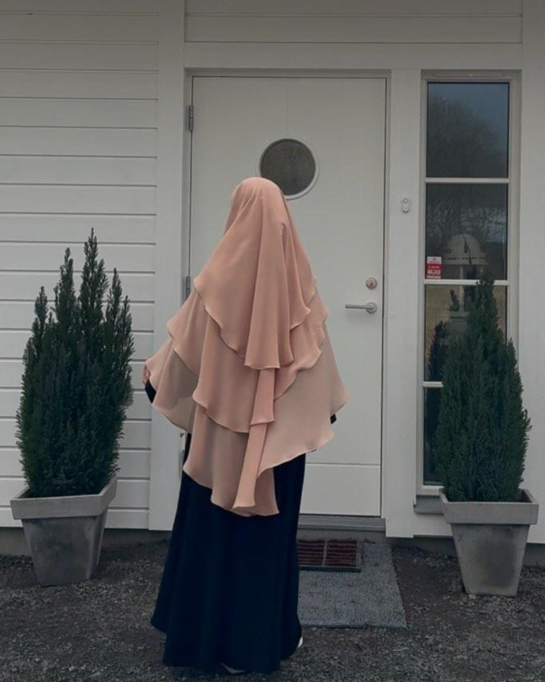 Khimar med 3 lager -Beige-