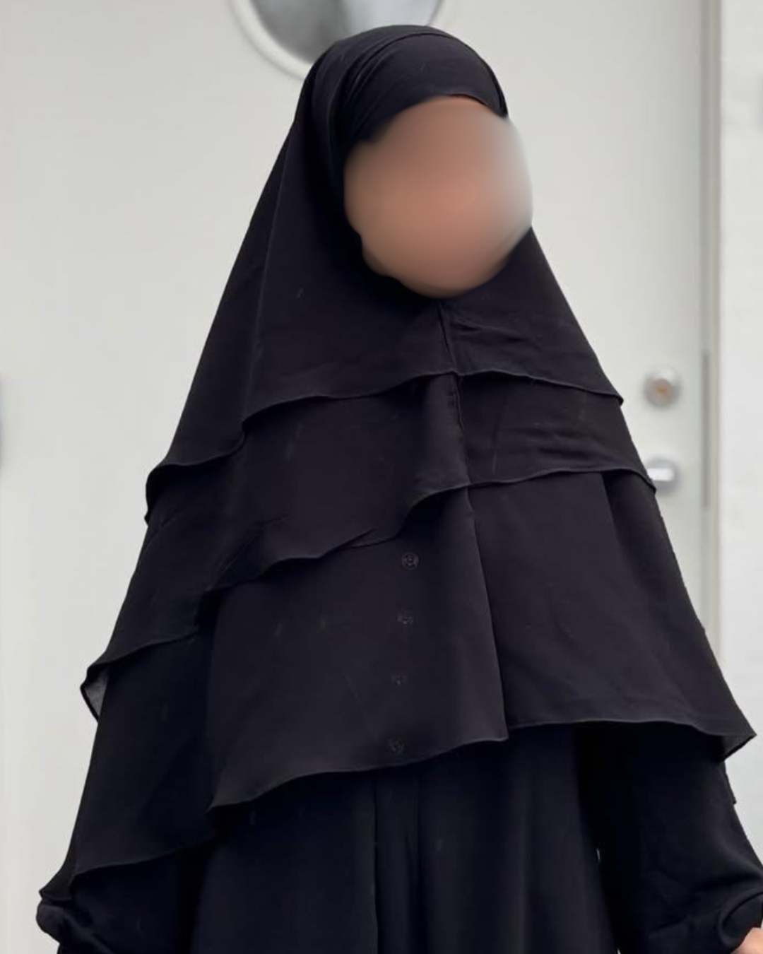 Khimar med 3 lager -Svart-