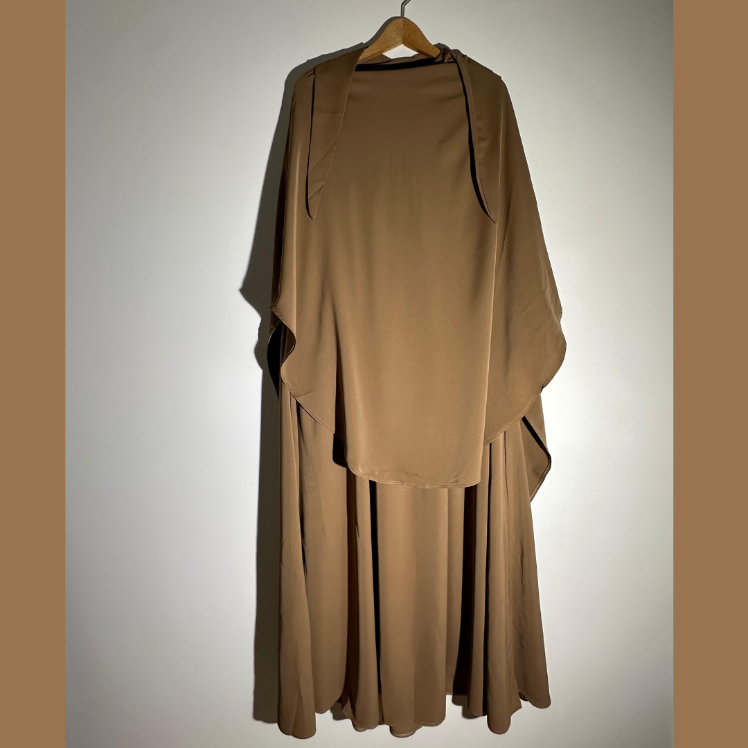 Abaya & Khimar-set – karamellbruna -knytärmar