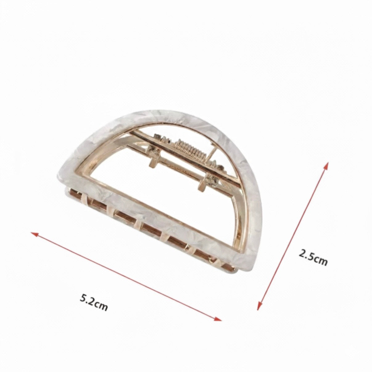 Halvcirkelformad hårklämma i metalliskt acetat